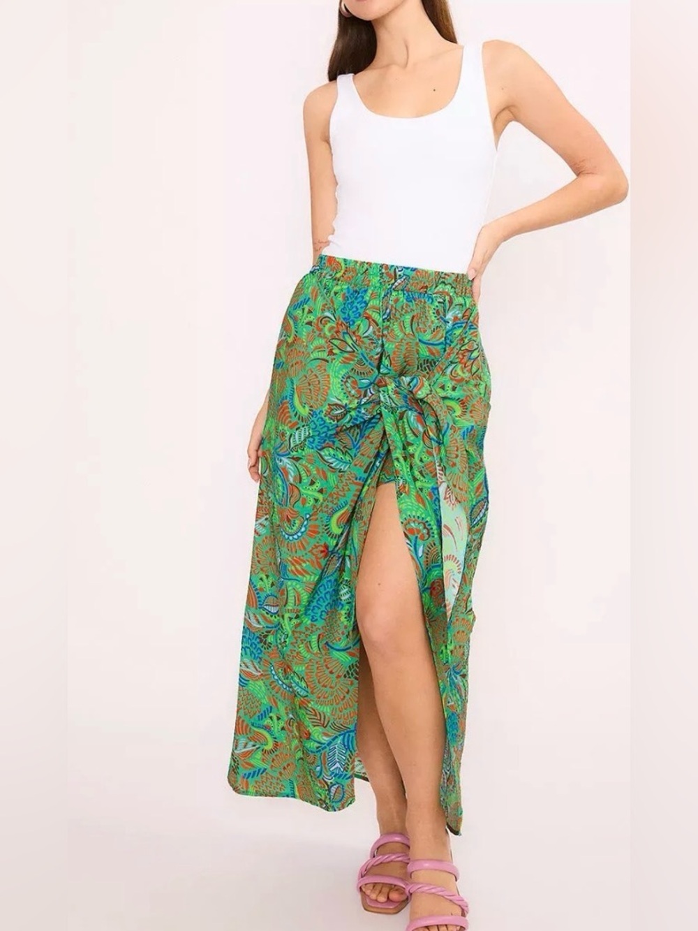 NWT Meet Me in Santorini Henna Green Paisley Matilda Skort, Size Small